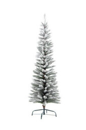 Shatchi Artificial Slim Christmas Pencil Tree Holiday Home Decorations With Pointed Tips And Metal Stand, Snow Flock,4Ft - thumbnail 5