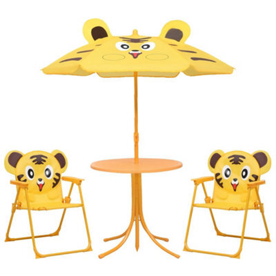 Berkfield 3 Piece Kids' Garden Bistro Set With Parasol Yellow - image 1