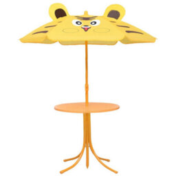 Berkfield 3 Piece Kids' Garden Bistro Set With Parasol Yellow - thumbnail 2