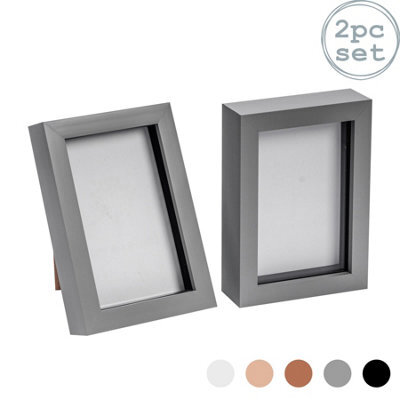 "Nicola Spring 4 X 6"" Photo Frames - Grey - 3D Photo Frame Picture Frame Box Portrait Display Case (17.5 X 12.5Cm) Set Of 2" - image 1