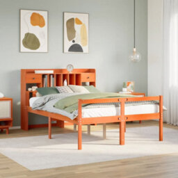 Berkfield Bookcase Bed Without Mattress Wax Brown 150X200 Cm King Size Solid Wood Pine - thumbnail 1