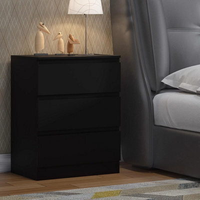 Matt Black 3 Drawer Chest Of Drawers Modern Bedroom Storage Furniture - image 1