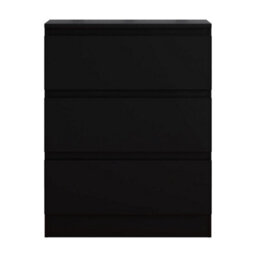 Matt Black 3 Drawer Chest Of Drawers Modern Bedroom Storage Furniture - thumbnail 4
