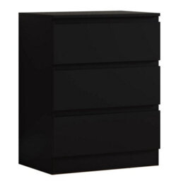 Matt Black 3 Drawer Chest Of Drawers Modern Bedroom Storage Furniture - thumbnail 3