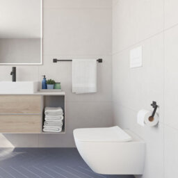 Beslagsboden - Cube Toilet Roll Holder. Matt Black. Self-Adhesive. - thumbnail 2