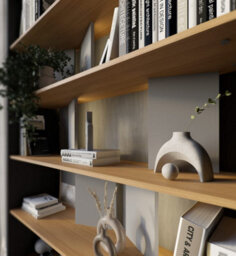 Arte Illuminated Tall Bookcase H2100mm W1250mm D330mm - Modern Grey, Graphite & Oak With Led Lighting - thumbnail 5