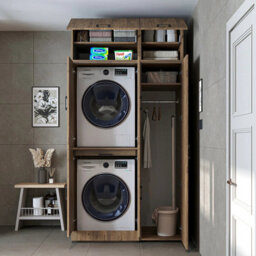 Roomart Dora Cabinet Set For Dryer And Washing Machine With Extra Storage And Pull Out Shelf Oak Finish - thumbnail 5