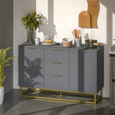 Homcom Sideboard Storage Cabinet With Adjustable Shelves, Grey - image 1