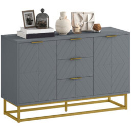 Homcom Sideboard Storage Cabinet With Adjustable Shelves, Grey - thumbnail 2