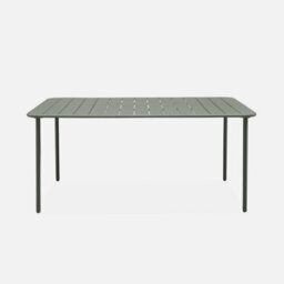 Sweeek. 6-8 Seater Rectangular Steel Garden Table Amelia 160Cm Khaki Green 160X90X72.5 Cm - thumbnail 5