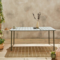 Sweeek. 6-8 Seater Rectangular Steel Garden Table Amelia 160Cm Khaki Green 160X90X72.5 Cm - thumbnail 2