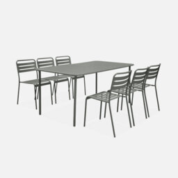 Sweeek. 6-8 Seater Rectangular Steel Garden Table Amelia 160Cm Khaki Green 160X90X72.5 Cm - thumbnail 4