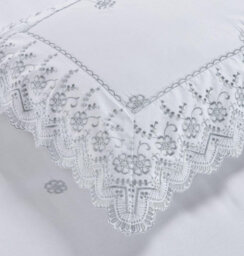 Kampala Hill Embroidered Luxury Duvet Cover Set Bedding Set With Pillowcase(S) Arielle White Super King - thumbnail 5