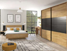 Impact Furniture Large Sideboard Cabinet 3 Drawers Bedroom Living Room Storage 160Cm Unit Oak And Black Oak Effect Modern Maio - thumbnail 9