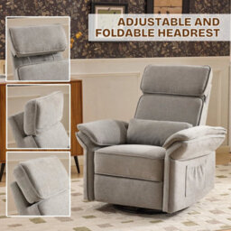 Swivel Recliner Chair Armchair For The Disabled, Grey Fabric With Charging Ports - thumbnail 6