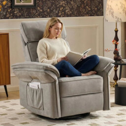 Swivel Recliner Chair Armchair For The Disabled, Grey Fabric With Charging Ports - thumbnail 4