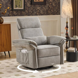 Swivel Recliner Chair Armchair For The Disabled, Grey Fabric With Charging Ports - thumbnail 5