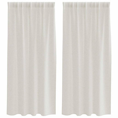 Berkfield Modern Curtains With Curtains 2 Pcs Cream Polyester