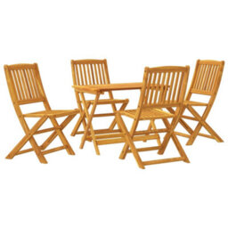 Walplus 5 Piece Folding Garden Outdoor Dining Set Suitable For Backyard, Patio Solid Wood Acacia - Cushion Not Included - thumbnail 2