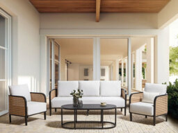 Beliani Garden Lounge Set With Table 5 Seater Montefalco Metal White - thumbnail 2