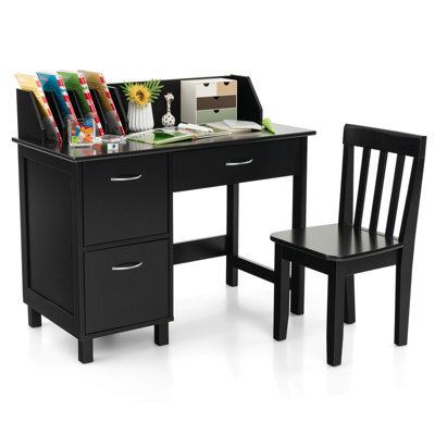 Costway Kids Desk And Chair Set Wooden Children Study Table & Chair Writing Table Set - image 1