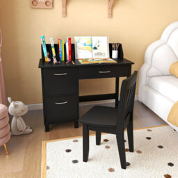 Costway Kids Desk And Chair Set Wooden Children Study Table & Chair Writing Table Set - thumbnail 9