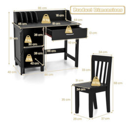 Costway Kids Desk And Chair Set Wooden Children Study Table & Chair Writing Table Set - thumbnail 2