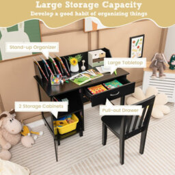 Costway Kids Desk And Chair Set Wooden Children Study Table & Chair Writing Table Set - thumbnail 3