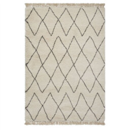 Cream Grey Chequered Kilim Modern Shaggy Moroccan Rug For Living Room Bedroom And Dining Room-200Cm X 290Cm - thumbnail 5