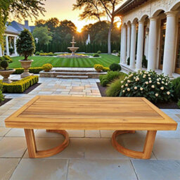 Abrihome Acacia Wood Coffee Table - Solid Outdoor Garden Table - Teak Finish W120 X D60 X H40 Cm - thumbnail 2