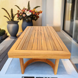 Abrihome Acacia Wood Coffee Table - Solid Outdoor Garden Table - Teak Finish W120 X D60 X H40 Cm - thumbnail 3