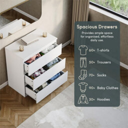 White  Designs Denver 3 Drawer Chest Of Drawers Storage - thumbnail 4