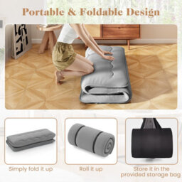 Costway Foldable Tatami Mat Floor Futon Mattress Roll Up Sleeping Pad W/ Washable Cover, Small Double/double/king Size - thumbnail 9