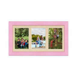 AK Frames 40X20Cm Pastel Pink Classic Multi Photo Frame With Ivory Mount - Holds 3 Apertures (3X) 6X4 Photos - thumbnail 1