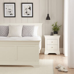 The Furniture Market Wilmslow White Painted 2 Drawer Bedside Table Elegant French Inspired Design, Spacious Nightstand For Bedrooms, White Satin Finish - thumbnail 6