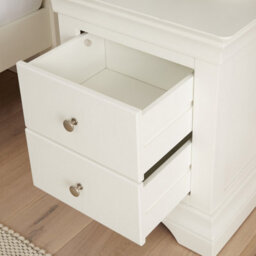 The Furniture Market Wilmslow White Painted 2 Drawer Bedside Table Elegant French Inspired Design, Spacious Nightstand For Bedrooms, White Satin Finish - thumbnail 7