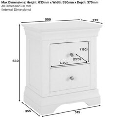 The Furniture Market Wilmslow White Painted 2 Drawer Bedside Table Elegant French Inspired Design, Spacious Nightstand For Bedrooms, White Satin Finish - thumbnail 8