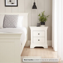 The Furniture Market Wilmslow White Painted 2 Drawer Bedside Table Elegant French Inspired Design, Spacious Nightstand For Bedrooms, White Satin Finish - thumbnail 4