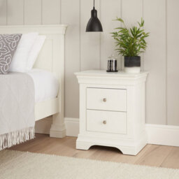 The Furniture Market Wilmslow White Painted 2 Drawer Bedside Table Elegant French Inspired Design, Spacious Nightstand For Bedrooms, White Satin Finish - thumbnail 5