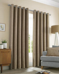 Sundour Amberley Eyelet Ring Top Curtains Brown - thumbnail 1