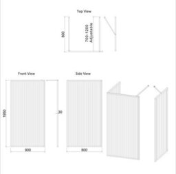 Royal Bathrooms Luxor 3 Sided Walk In Wet Room Fluted Shower Enclosure With 1400 X 800mm Stone Tray & Chrome Frame 8mm Easy Clean Glass - thumbnail 8