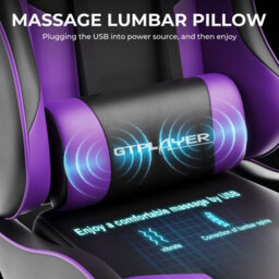 Gtplayer Gaming Chair With Footrest, Massage Computer Chairs For Adults, Ergonomic High Back Height Adjustable Pc Chair, Purple - thumbnail 8