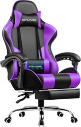Gtplayer Gaming Chair With Footrest, Massage Computer Chairs For Adults, Ergonomic High Back Height Adjustable Pc Chair, Purple