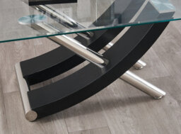 Modernique Nuovo Coffee Table, Tempered Clear Glass Top With Cross Leg In Black - thumbnail 6