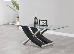 Modernique Nuovo Coffee Table, Tempered Clear Glass Top With Cross Leg In Black - thumbnail 1