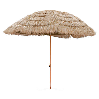 Gardenwize Garden Outdoor Tiltable Straw Beach Umbrella Parasol - image 1