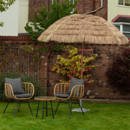 Gardenwize Garden Outdoor Tiltable Straw Beach Umbrella Parasol - thumbnail 2