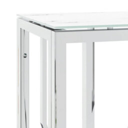 Berkfield Console Table Silver 70X30X70 Cm Stainless Steel And Glass - thumbnail 5