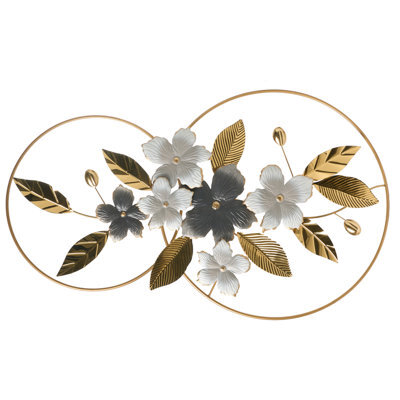 Beliani Wall Decor Leaf Dysprosium Metal 61 Cm Gold - image 1