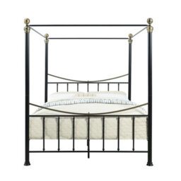 OAT Home Marylebone Black & Brass Four Poster Metal Bed Frame - King Size - thumbnail 6